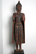 37. Standing Buddha - Post Angkorian Style - Wood - Height:1,40m, W:28Kg - USD2400 -