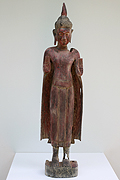 47. Standing Buddha - Post Angkorian Style - Wood - H. 94cm, 7Kg - USD590 -SOLD