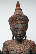 50.Adorned standing Buddha - Post Angkorian Style - Wood - H.  1,52m, 35Kg - USD2300-